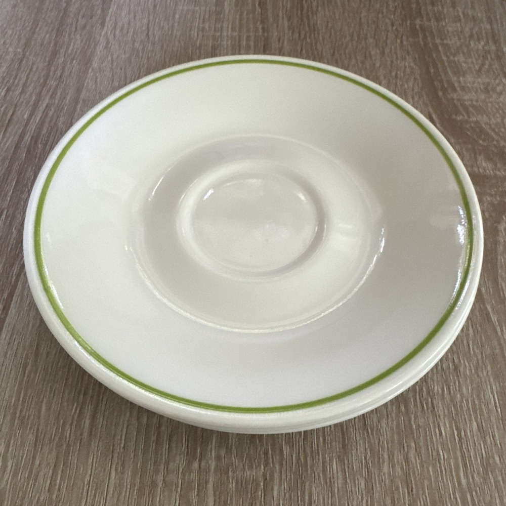 Vintage Corelle SHADOW IRIS Set of 3 Saucer Plates White w/ Green Band